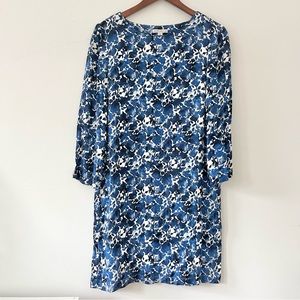 J. Crew Mercantile Blue Floral Shift Dress Long Sleeve Women’s Small Workwear